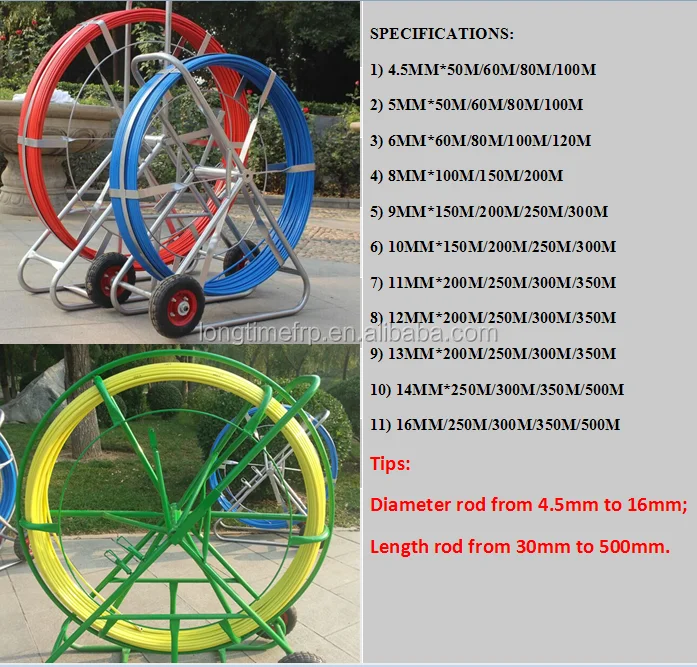 8mm Fish Tape Fiberglass Duct Rodder Fishtape Puller Wire Cable - Buy ...