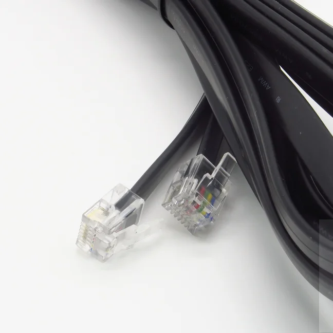 Custom Rj11 Coiled Phone Landline 6p4c Straight Pin Cut 6 Conductor