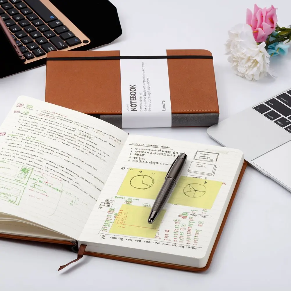 Thick Classic Notebook With Pen Loop - A5 Wide Ruled Hardcover Writing ...