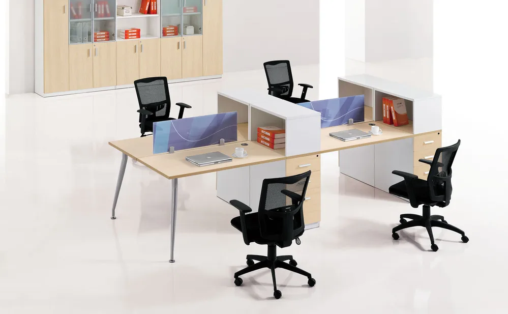 Modular Wall Panel System T Shaped Office Cluster Desk For 2