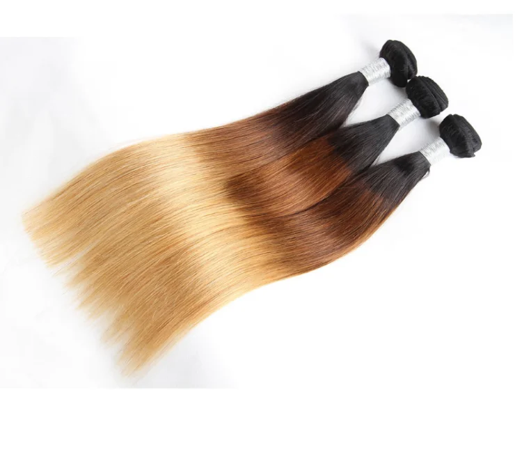 Silk Straight Two Tone Hair Remy Brazilian Hair Weave 1b 4 33 27