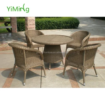 Classic Patio Furniture Wicker Cane Dining Set Outdoor Rattan