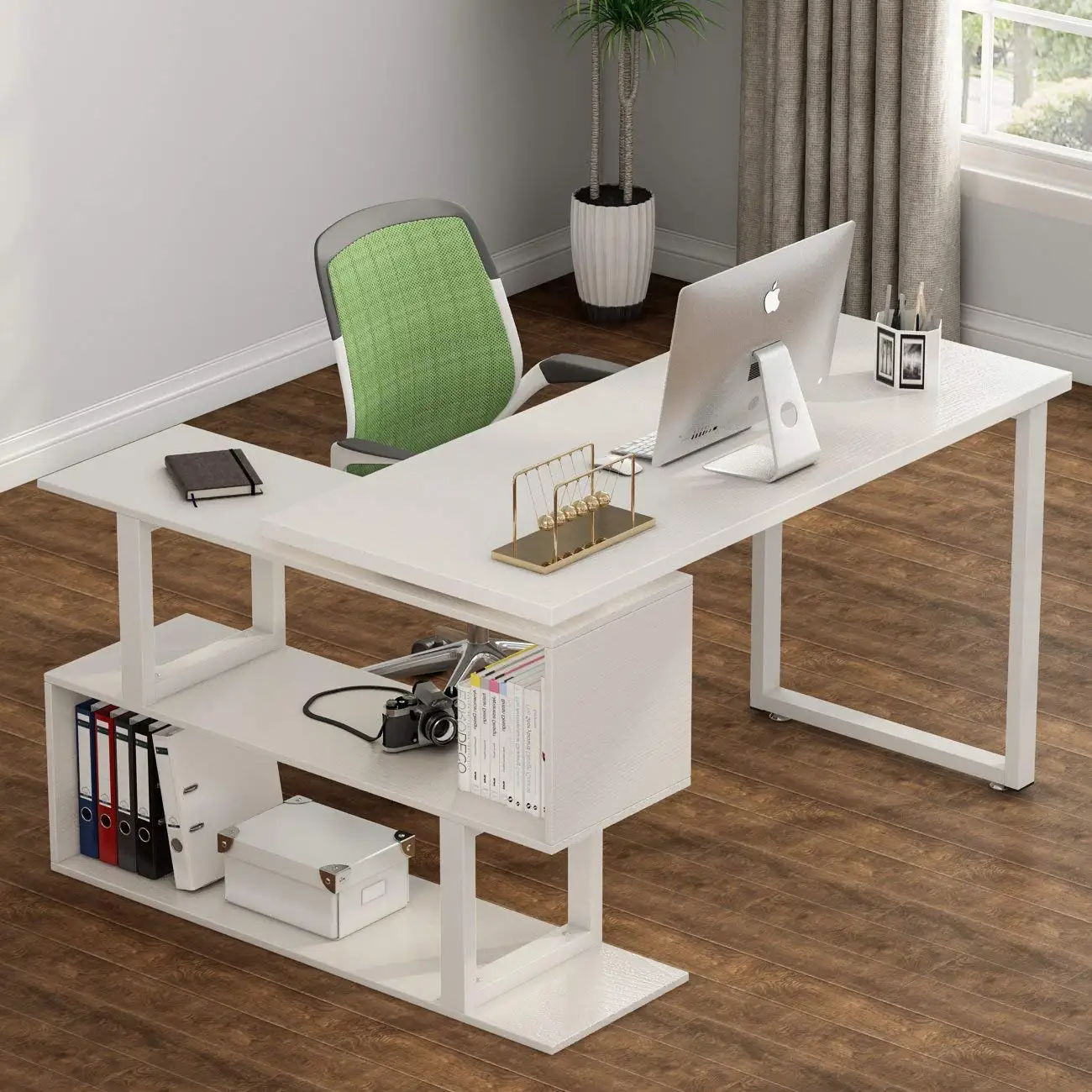 2018 New Design L Shape Computer Desk With Bookshelf Pc Laptop Study Table Home Office Wood Metal Office Desk Buy Modern Simple Computer Desk Office Working Table Wood Metal Office Computer Desk