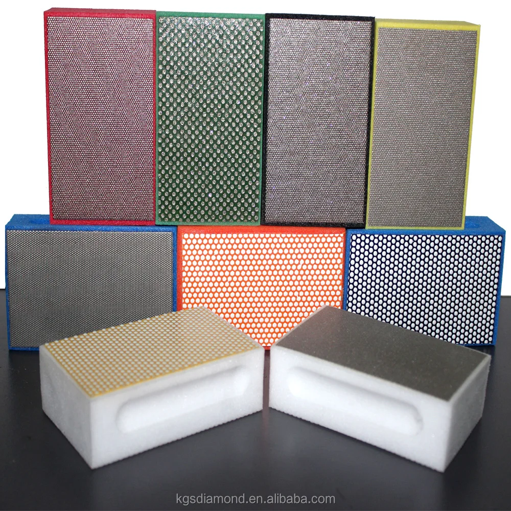Z-lion Gegalvaniseerde Diamant Polijsten Hand Pads Grit 60 Boog Vorm Terug voor Glas Steen Graniet Marmer