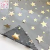 2018 New Fashion gold foil printing 100% polyester mesh fabric