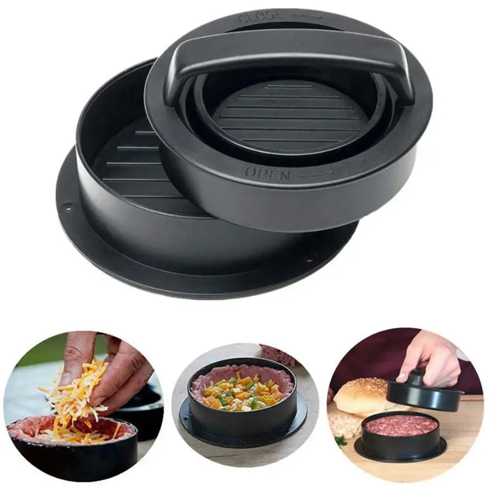 ViewHuge Hamburger Patty Maker for BBQ Grill,3-in-1 Non Stick Stuffed Burger Press Kitchen Tool