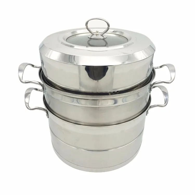 3 Tiers Industrial Stainless Steel Large Food Steamer/stackable Cooking