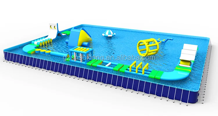 Inflatable Floating Water Game Water Obstacle Course In Sea Or Pool Metal Frame Swimming Pool China Factory Price For Sale