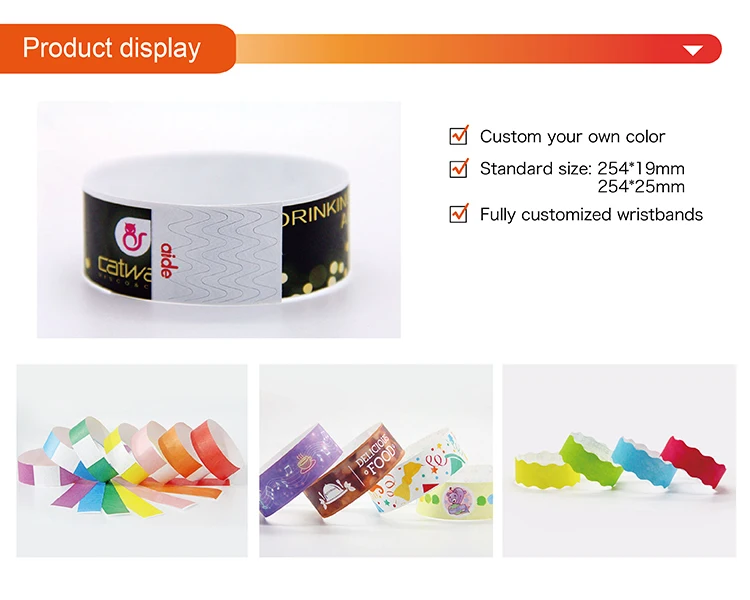 Personalized Printable One Time Use Tyvek QR Code Kids Paper Wristbands for Children Park