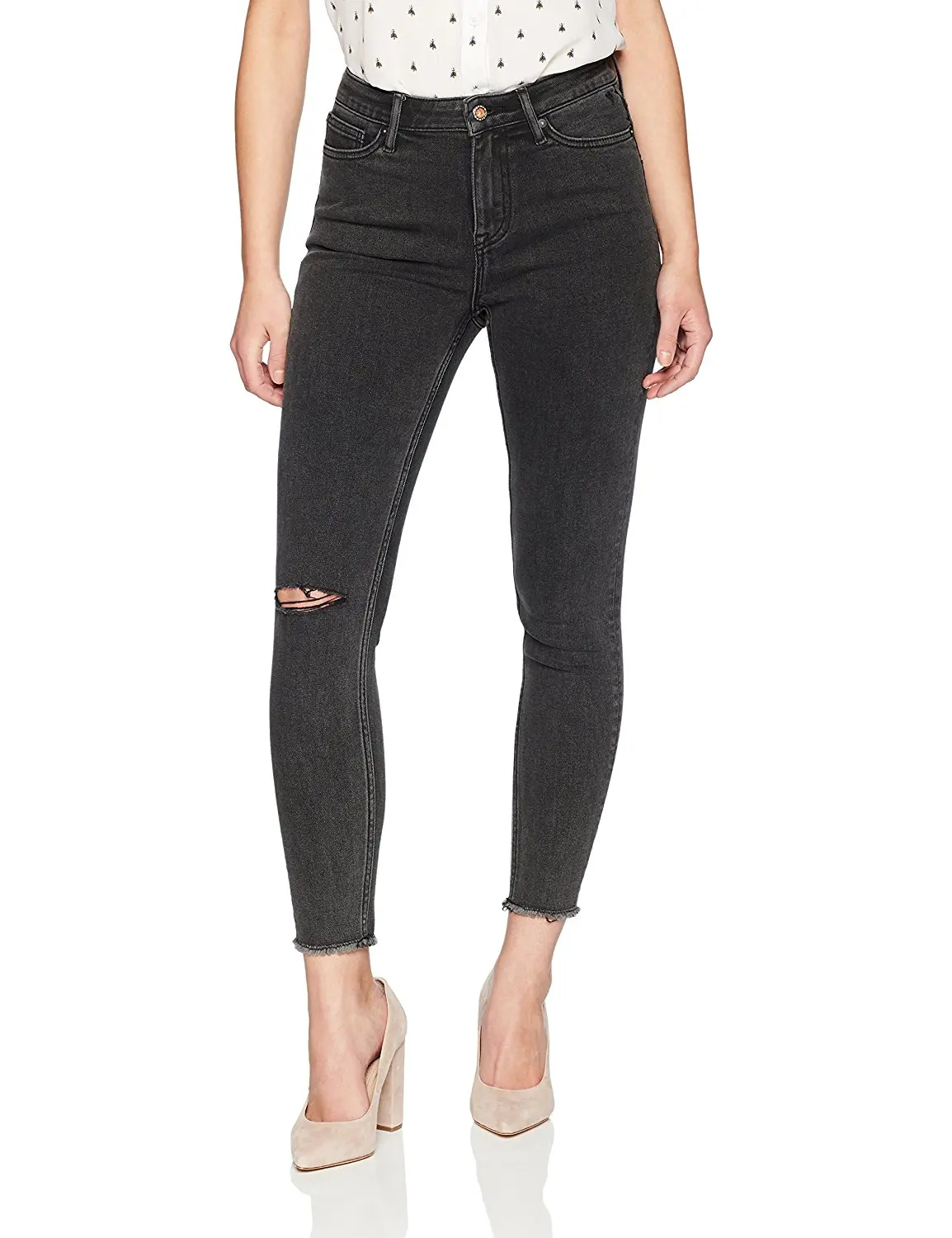 Jaycargogo Womens Casual High Rise Button-Fly Skinny Bodycon Elastic Jeans Denim Pants