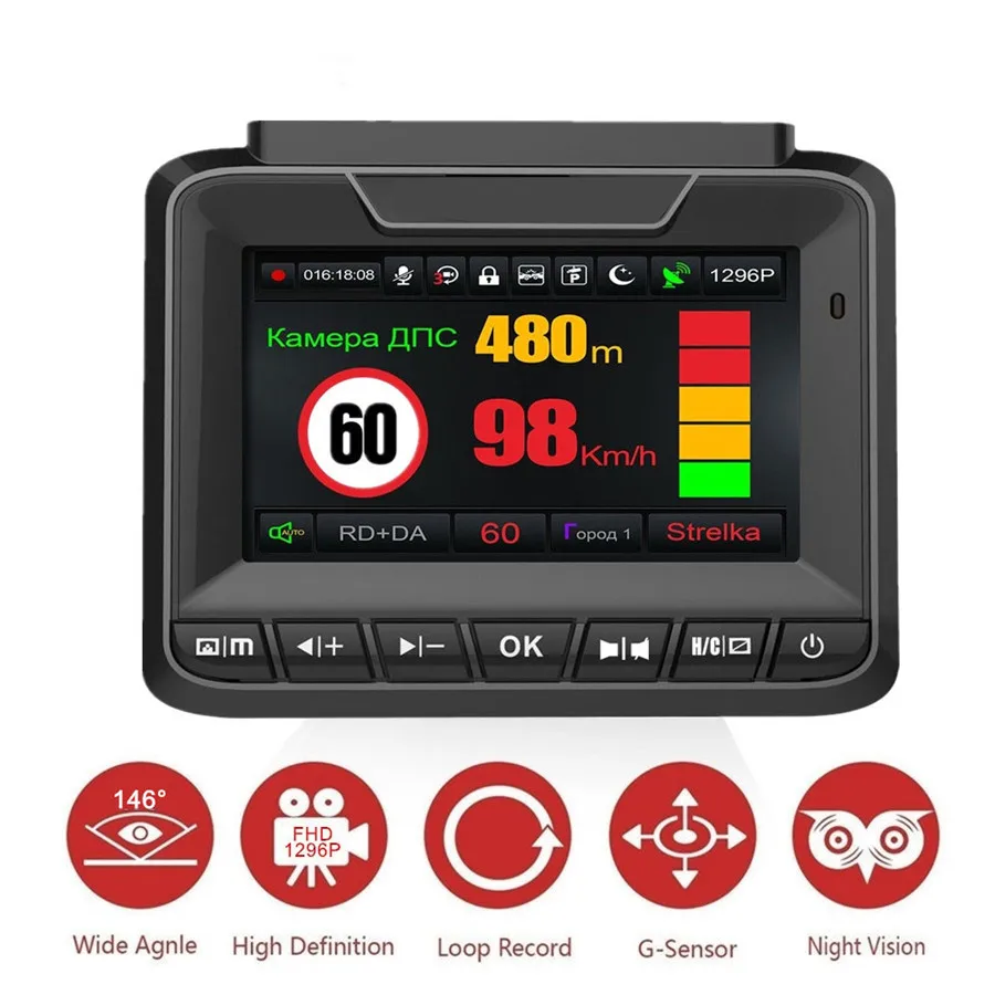 Dash Cam Combo Super Hd 1296p Gps Car Black Box Speed Car Radar Detector Buy Radar Detector