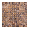 Fashionable hot item square shape rain forest brown marble stone mosaic tile with mesh