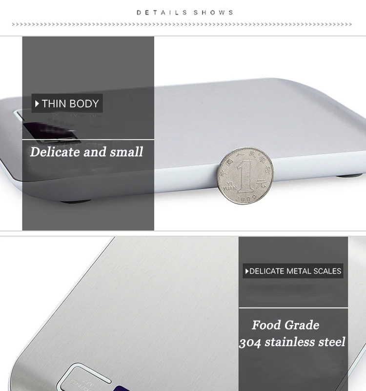 Stainless steel 5kg electronic smart digital kitchen scale wholesale         