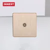 Golden brushed electroplated border high quality and Auti -aging TV satellite electric wall socket outlet