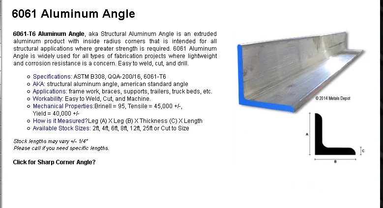 Что означает технология 6061 aluminium. 6t 50x50x200 Angle Bar.
