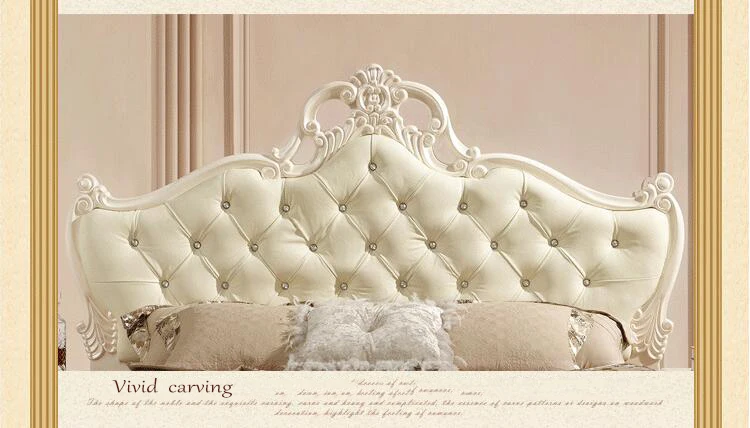 modern european solid wood bed Fashion Carved 1.8 m bed french bedroom furniture pfy10015
