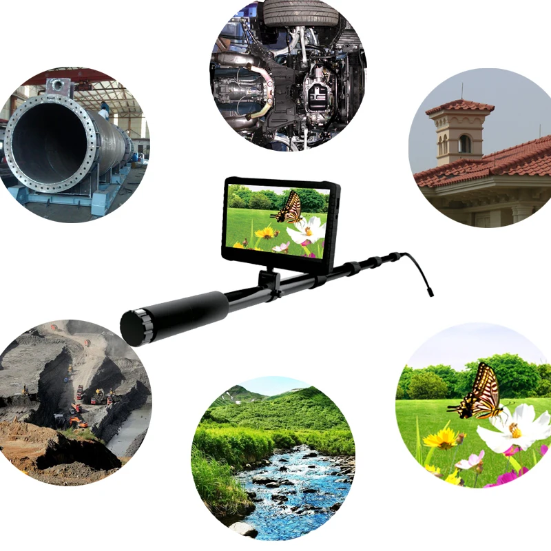 5m Telescopic Pole Camera Inspection Equipment With 7inch Lcd Dvr