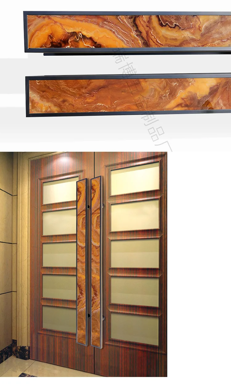 big door handle with marble stone