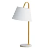 Classic European Style White Marble Base Gold Finish Metal Stem Black Cloth with PVC Shade Modern Table Lamp