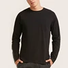 Mens Black Plain Long Sleeve T shirt With Pocket