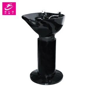 Portable Hair Salon Wash Basin Ceramic Sinks With Steel Base