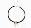 simple Black suede choker dream catcher necklace