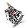 Fashion Classic Men Titanium Steel Red Eye Skull Jewelry Ring With Gold Leaves