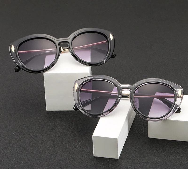 2019 new fashion rice nail femme women sunglasses two-color box cat eye glasses