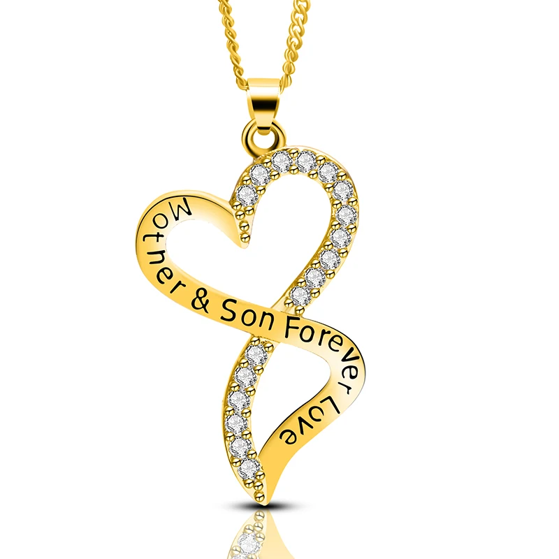 Mother And Son Forever Love Letters Copper Gold Plated Necklace