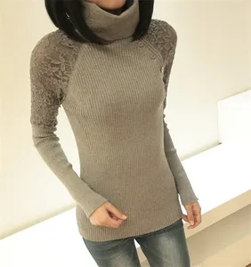 Autumn Winter Women Sweater Turtle Neck Button Lace pullover sweater women Casual Knitwear Autumn Winter Women Sweater Turtle Neck Button Lace pullover sweater women Casual Knitwear