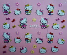 Fashion 3D hello kitty Design Nail Art Water Transfer Sticker Decals Cute Cats Stickers Decorations Watermark