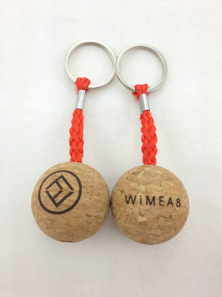 Custom Cheap Promotional Printing Foam Floating Cork Ball Keychain
