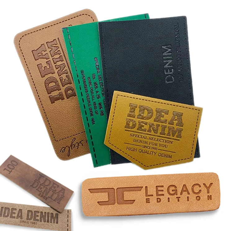 Custom Embossed Hot Stamp Faux Leather Label Patch For Jeans Clothing
