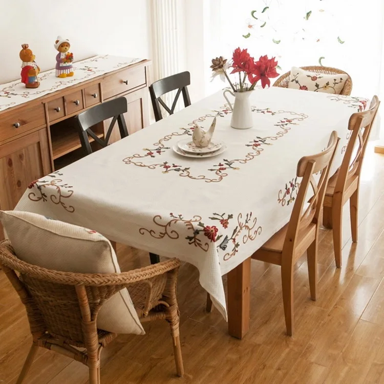 New Designs Handmade Lace Embroidery Fabric Tablecloth With Hand