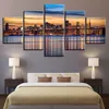 5 Panel New York City Building Night View of the Living Room Painting Home Decoration Poster Wall Canvas Pictures Modern HD Prin