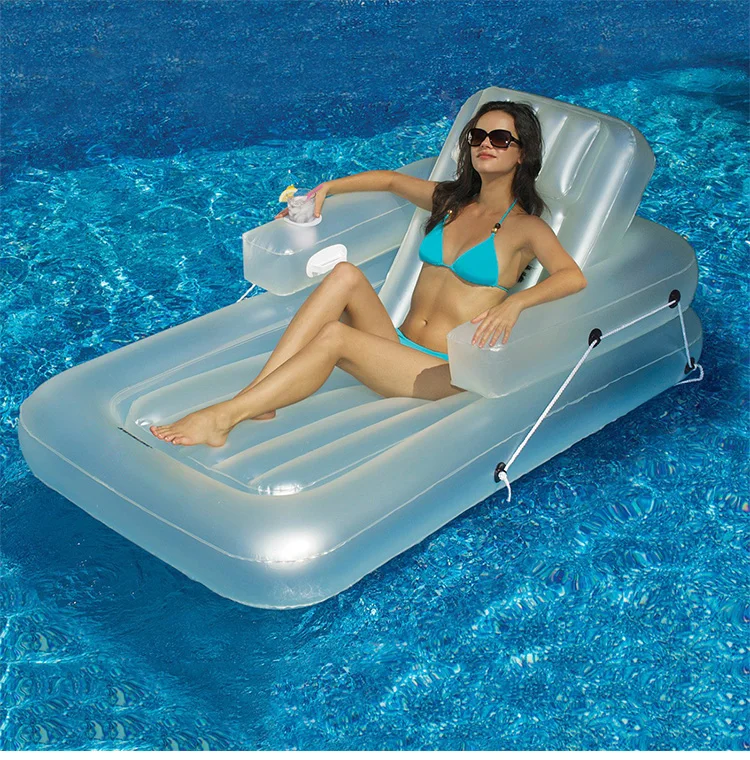 Inflatable Kickback Adjustable Lounger Pool Floating Lounge Chair