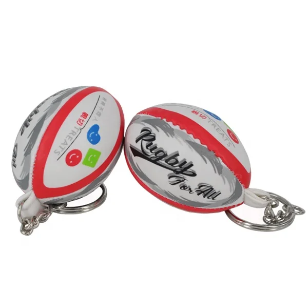 Promotion With Custom Logo Rugby Ball Keychain Soft Pvc Leather Mini