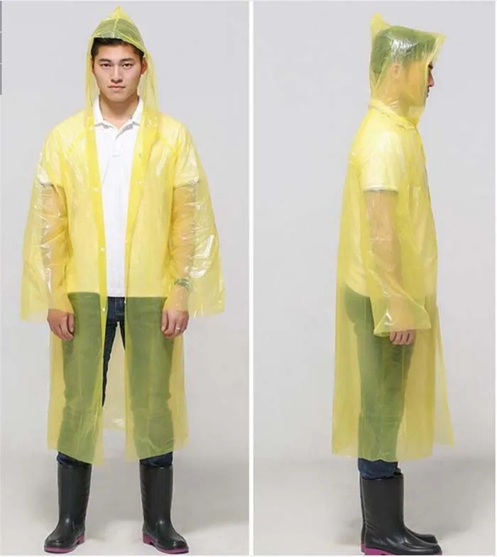 Fashion Clear Raincoat Long Eva Material Rain Coat With Pouch Pocket