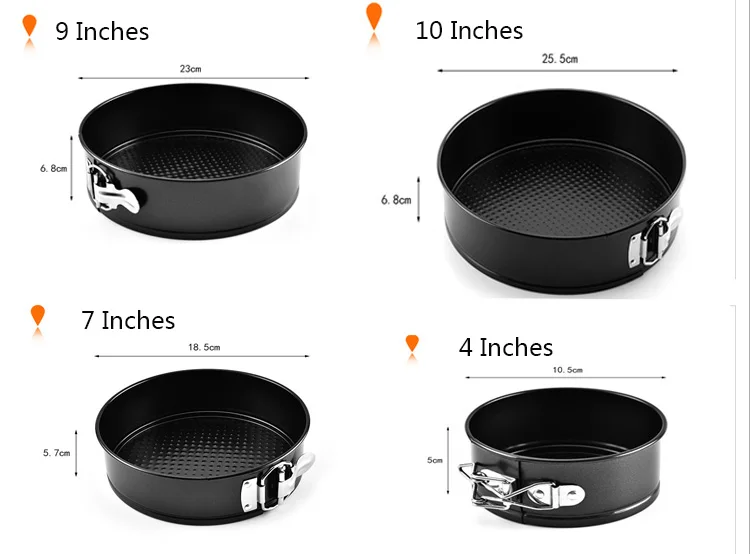 4/7/9/10 Inch Carbon Steel Leakproof Non-stick Cake Pans Springform ...