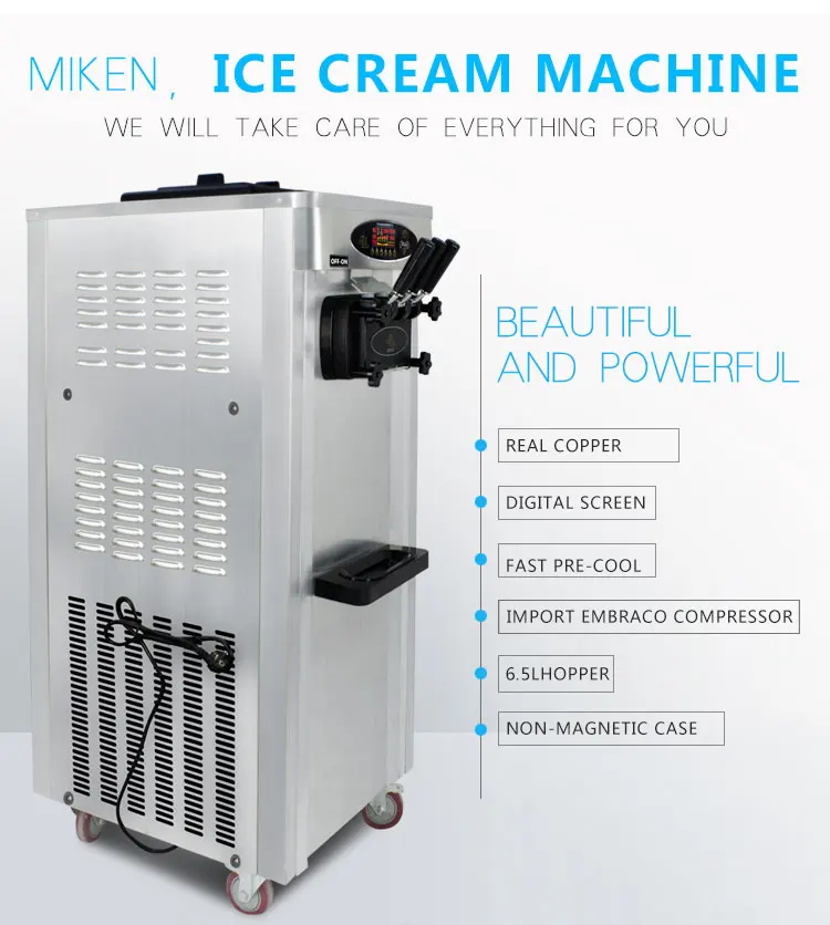 Homemade Ice Cream Machine 220v 60hz With Embraco Compressor And
