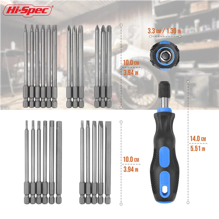 Reparar Electrodom/ésticos Hi-Spec Juego de 24 Piezas de Puntas de Destornillador Largas 1//4/” Hex 100mm con Mango Herramientas de Desmontar Atornillar Montar Muebles