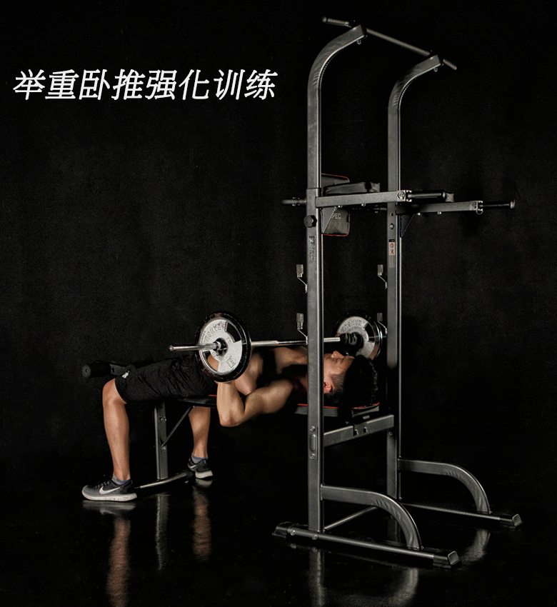 The Rack Workout Station Flat Bench Adjustable Dip Station