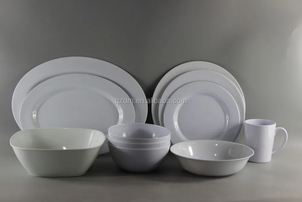 100% Melamine Blank White Plastic Dinner Set