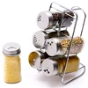 High Quality Stainless Steel Wire Rack 6 Glass Jars Bottle Spice Rack Set Kitchen Countertop Storage Rack