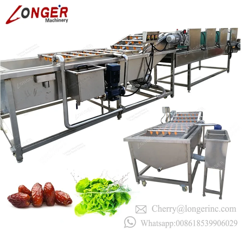 Automatic Carrot Potato Ginger Fruit Cleaning Salad Washing Drying Line