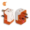 Orange color PC material bs 1363 fused plug socket adaptor with neon