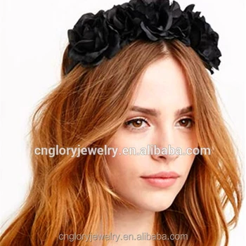 black floral head crown
