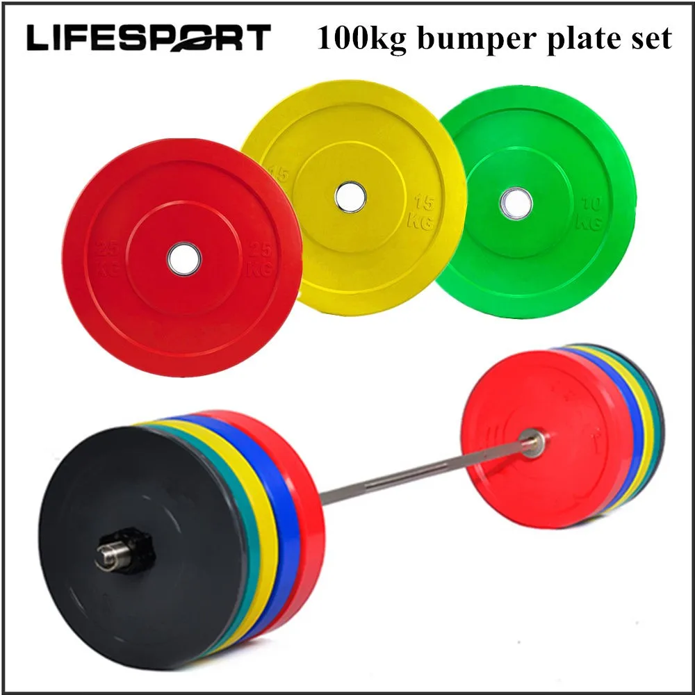 Colored Barbell Set Bumper Weight Plates 90kgs Buy Colored Barbell