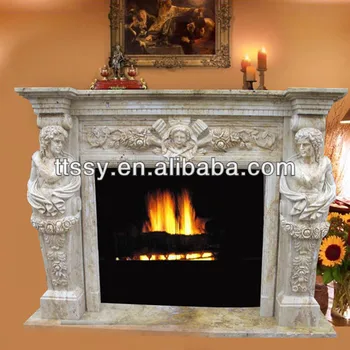 White Marble Angel Carved Fireplace Mantel Buy Angel Carved