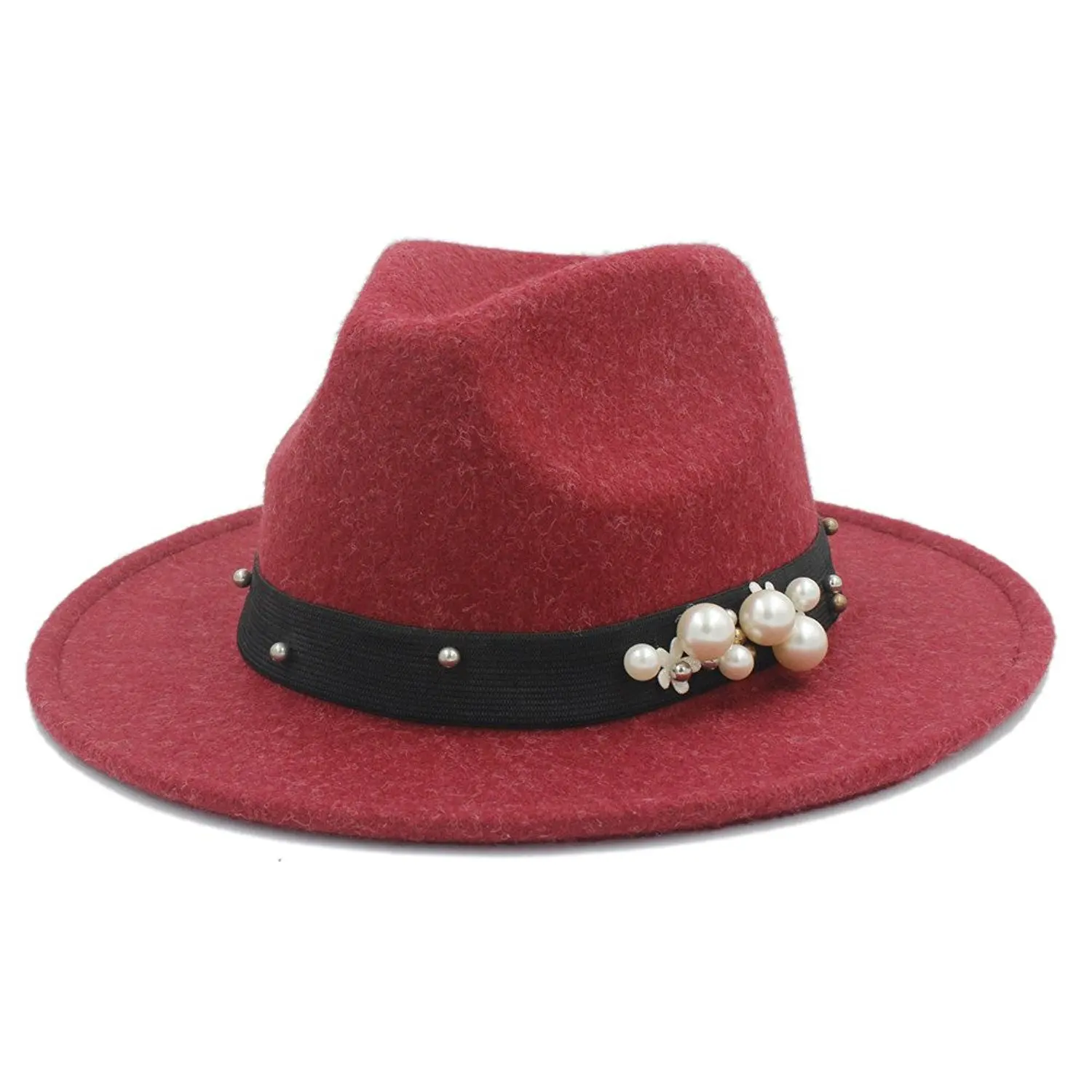 LLPBUA-HAT Women Men Wool Fedora Hat For Gentleman Lady Jazz Hats With Punk Ribbon